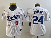 Youth Los Angeles Dodgers Front #8 Back #24 Kobe Bryant White 2025 Tokyo Series Limited Stitched Jersey,baseball caps,new era cap wholesale,wholesale hats
